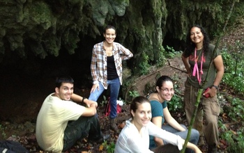 Ivette Perfecto (far right) and other scientists at a Puerto Rican coffee farm.